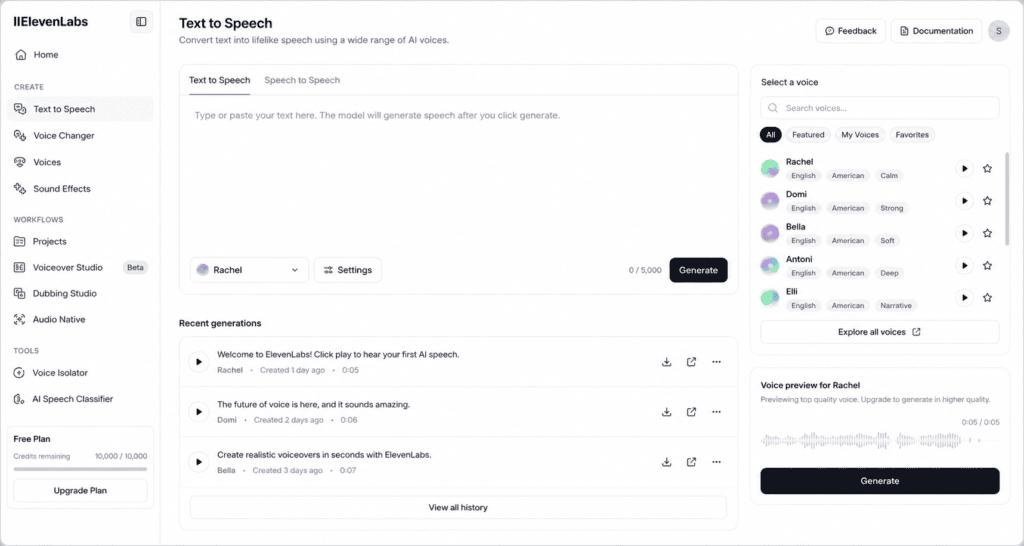 AI Voice Cloner Interface – 7 Free Voice Clone Tools. Eleven Labs. 11 Labs