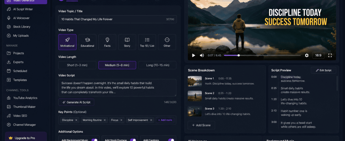 Free AI Video Generators for Faceless Automated YouTube Channels