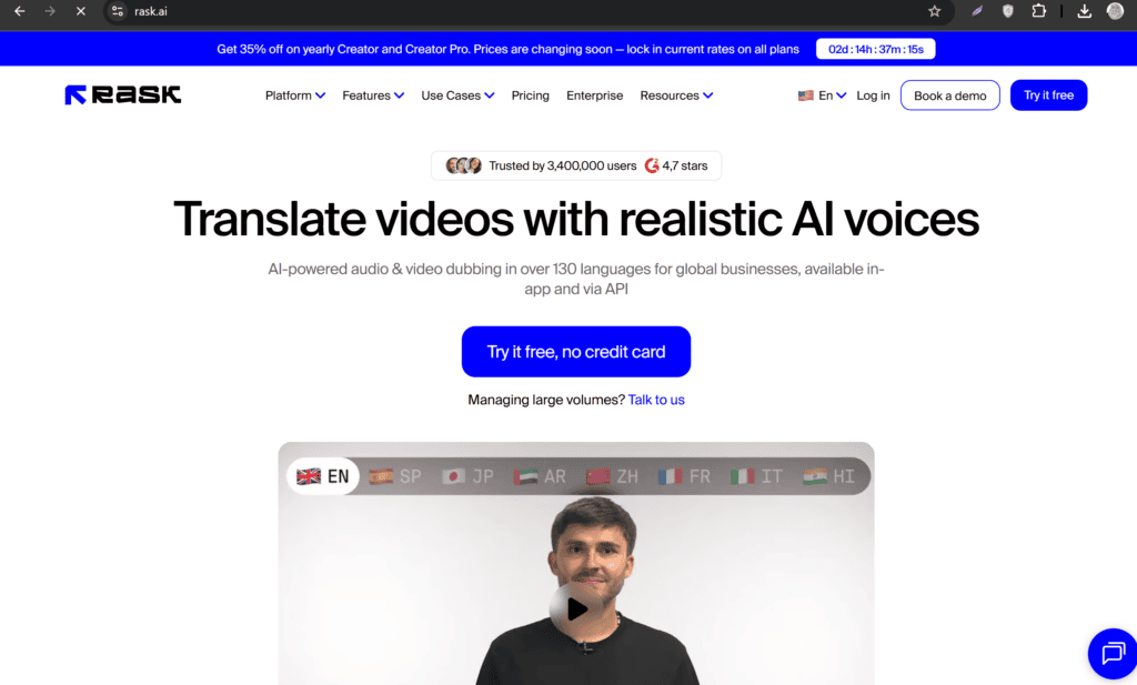 Free AI video translation tools for automatically translating and dubbing video content.