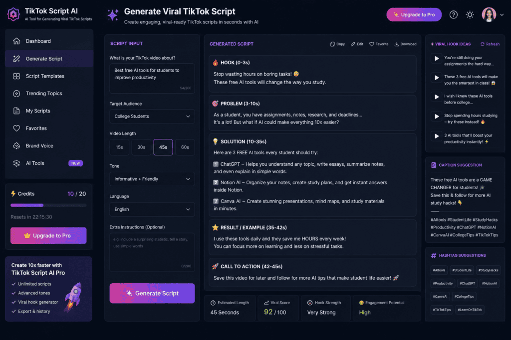 Free AI Tools for Script Writing Short-Form Vertical Content