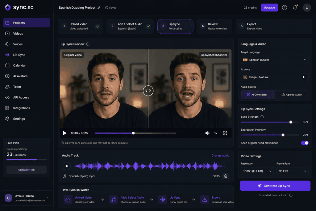 Best Free AI Video Lip Sync Tools for Dubbed Content