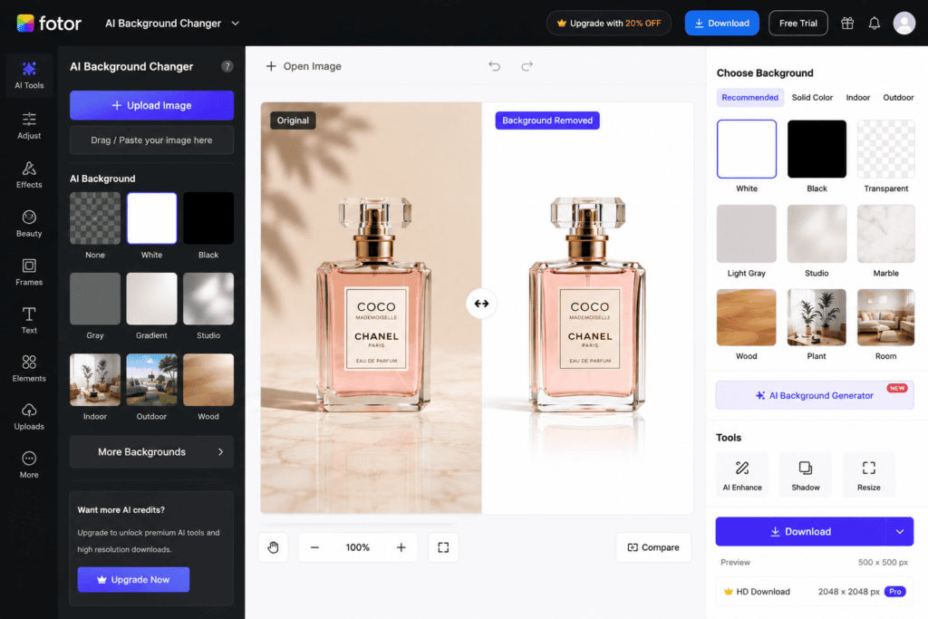 AI product photography background changers