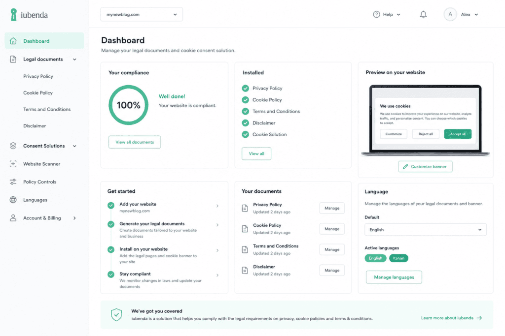 New blogger using an AI writing assistant to create legal pages