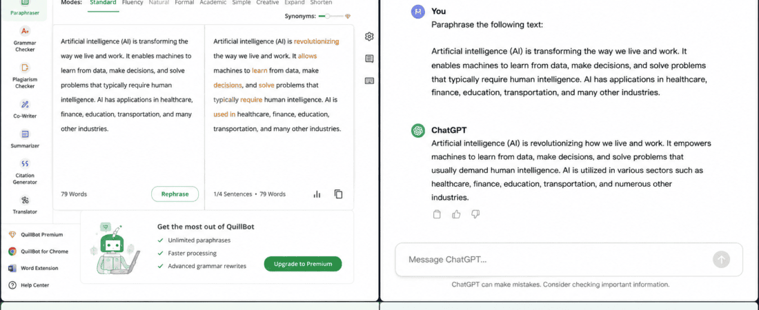 QuillBot Free vs ChatGPT: Which Is Better for Paraphrasing?